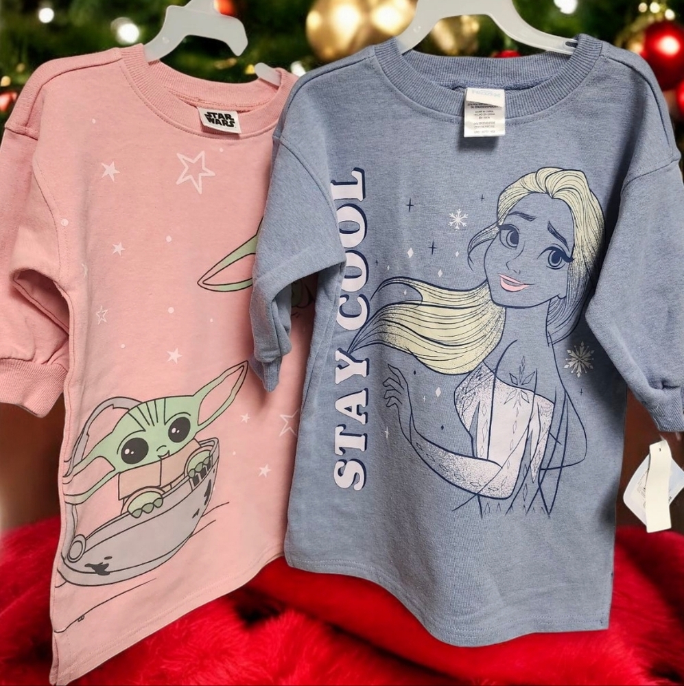 (2) 2T Sweater Dresses - Star Wars & Frozen
